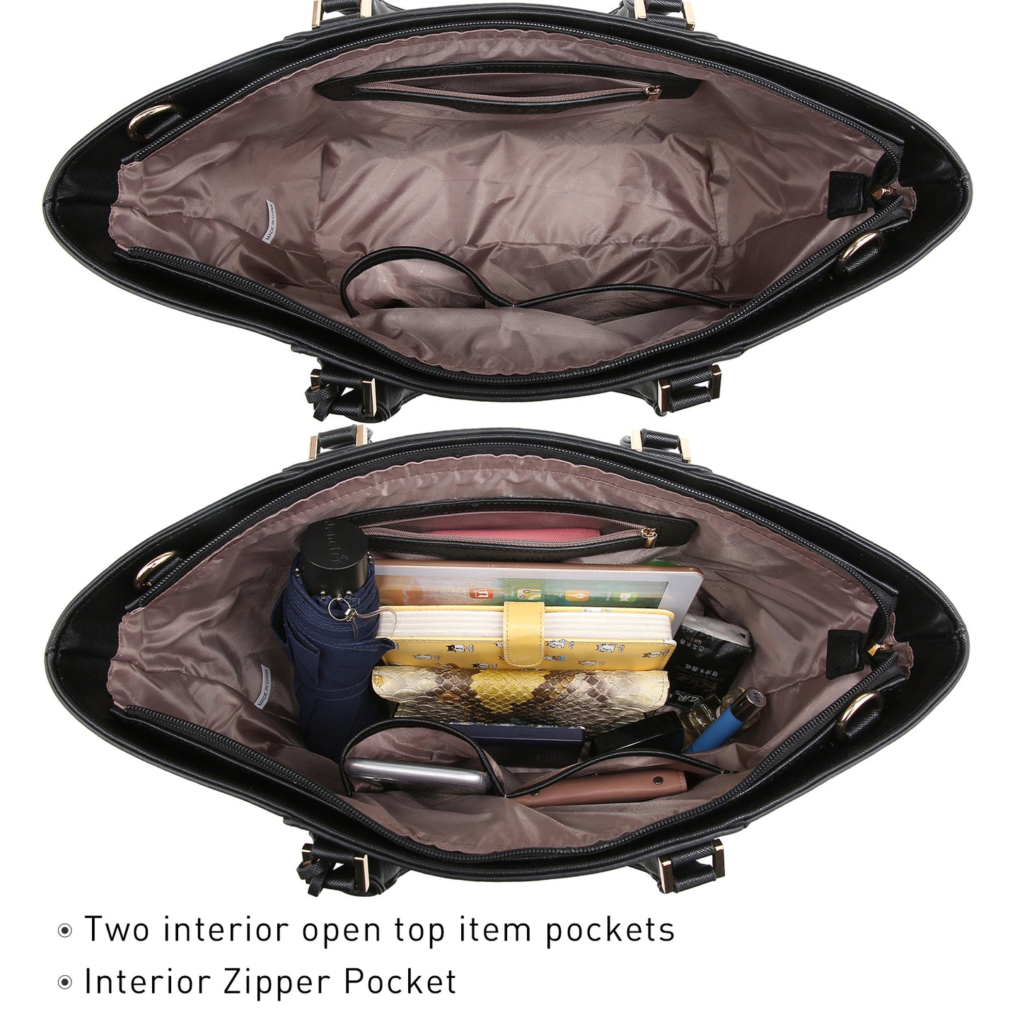 Fashion Stitching Color Large Tote Bag with Matching Wallet Dasein