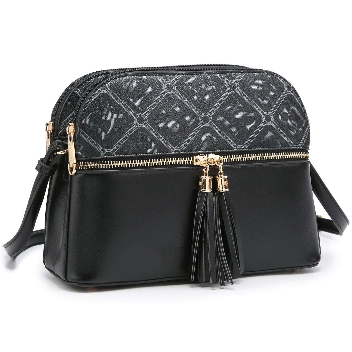 Two-Tone Tassel Crossbody Bag