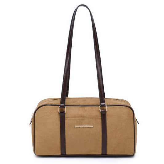 Dasein Suede Look Structured Shoulder Tote Long Strap Handbag for Work, Travel & Everyday Use