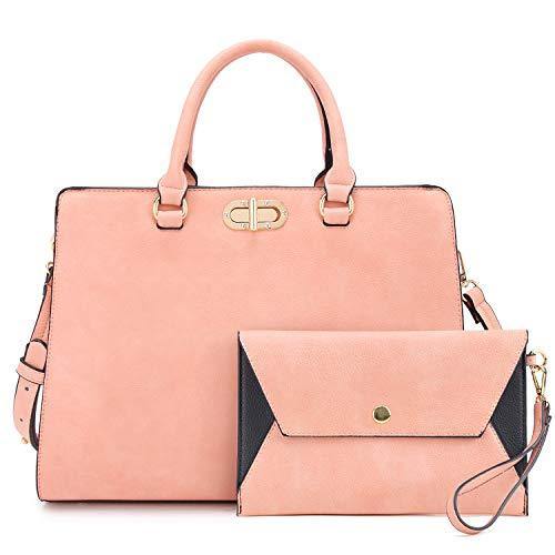 Twist Lock Handbag with Matching Wristlet - Dasein Bags