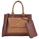 Women Leather Tote Satchel Handbags Colorblock Briefcases with Matching Purses