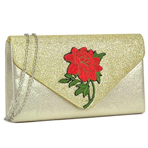 Women Flower Evening Bags Clutch Handbags Wedding Party Prom Envelope Purses - Dasein Bags