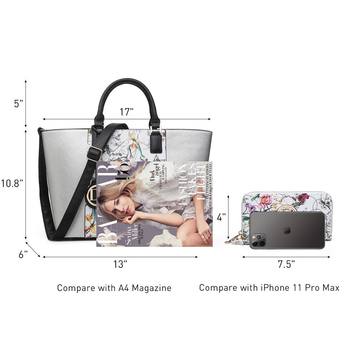 Fashion Stitching Color Large Tote Bag with Matching Wallet l Dasein - Dasein Bags