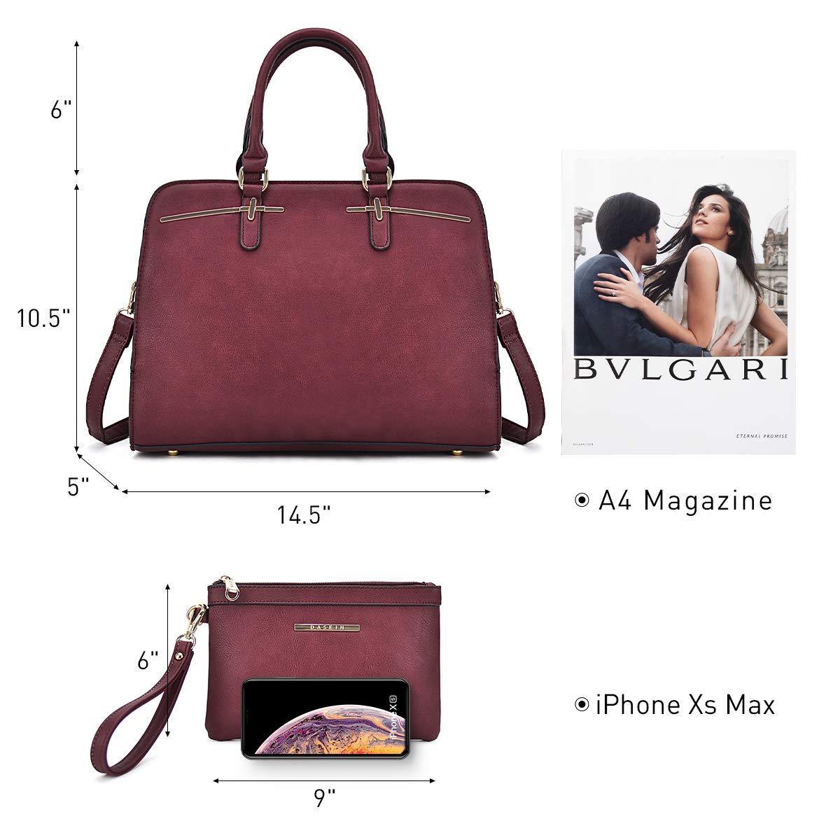Gold-Tone Hardware Vegan Leather Textured Handbag with Matching Wallet l Dasein - Dasein Bags