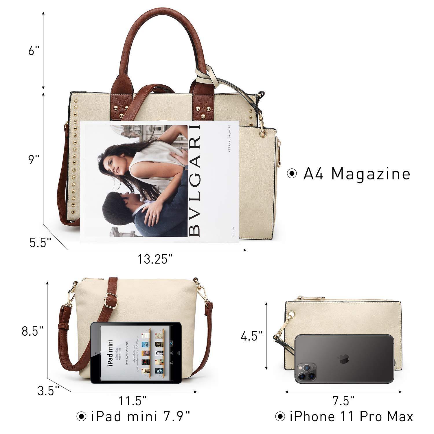 Studded 3-in-1 Top Handle Tote Handbag l Dasein - Dasein Bags