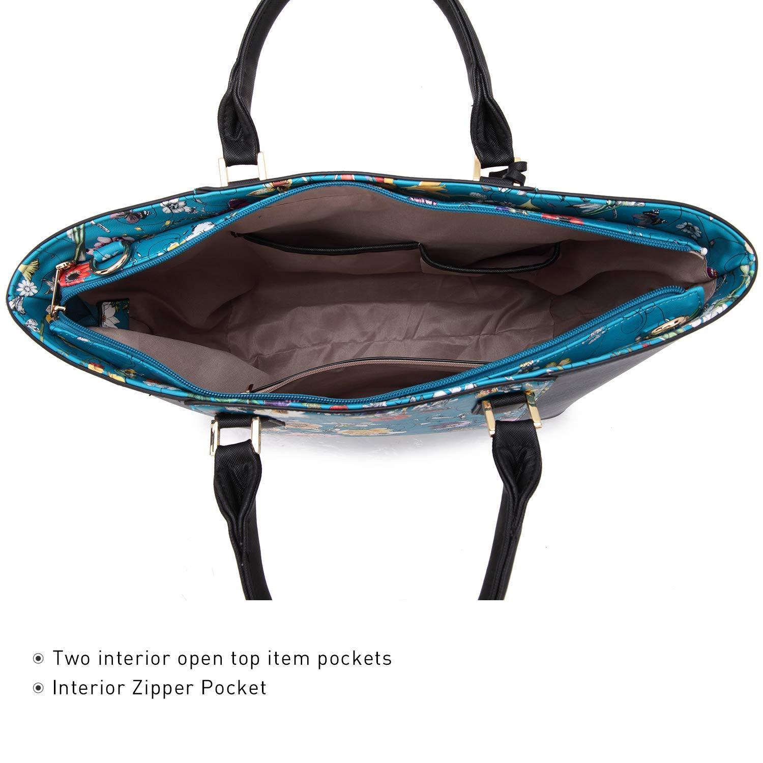 Fashion Stitching Color Large Tote Bag with Matching Wallet l Dasein - Dasein Bags