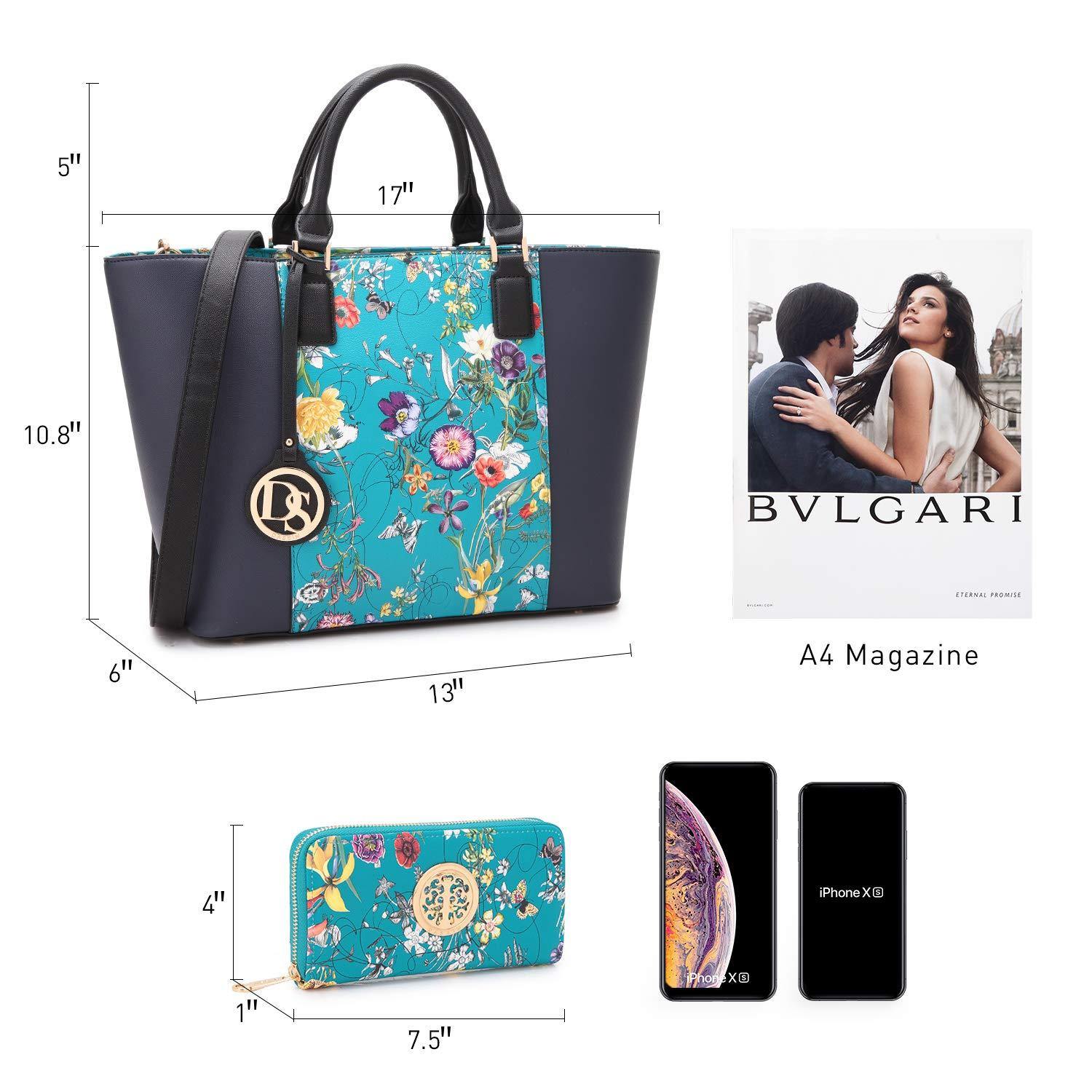 Fashion Stitching Color Large Tote Bag with Matching Wallet l Dasein - Dasein Bags