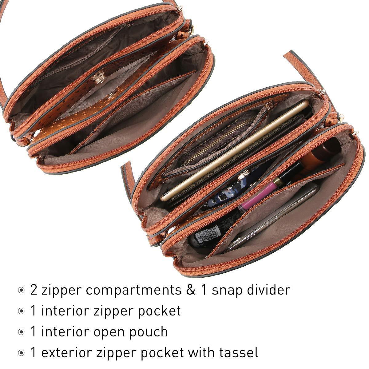 Fashion Embossed Pattern Tassel Crossbody Bag - Dasein Bags