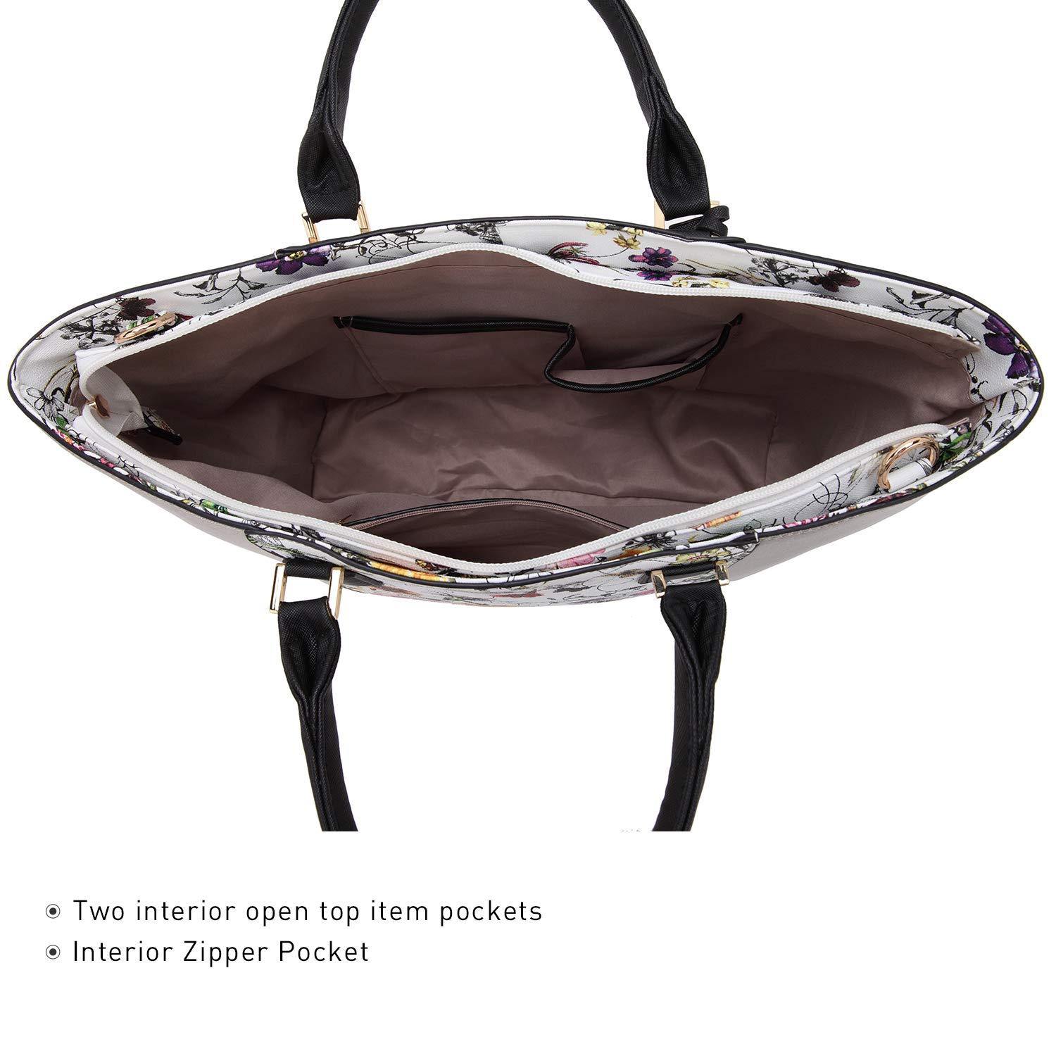 Fashion Stitching Color Large Tote Bag with Matching Wallet l Dasein - Dasein Bags