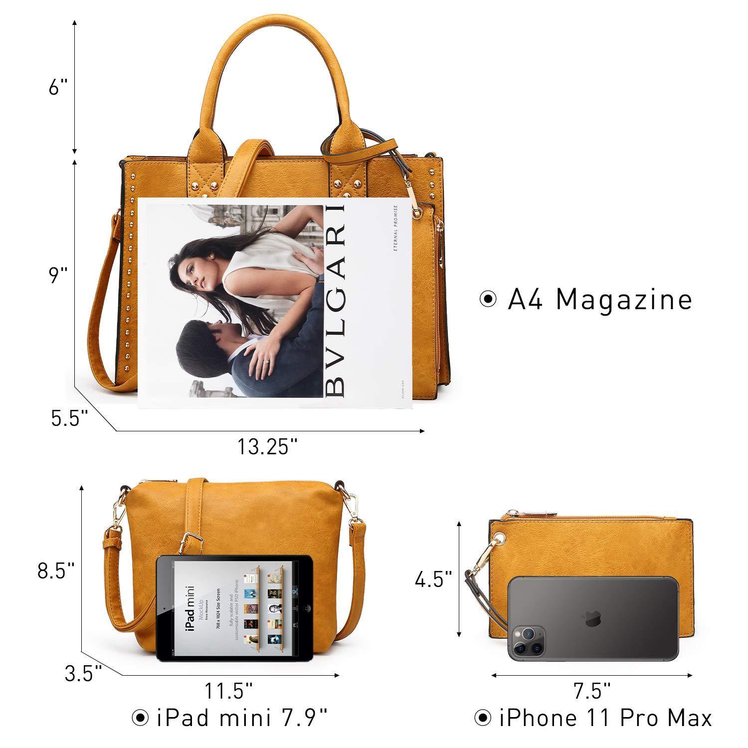 Studded 3-in-1 Top Handle Tote Handbag l Dasein - Dasein Bags