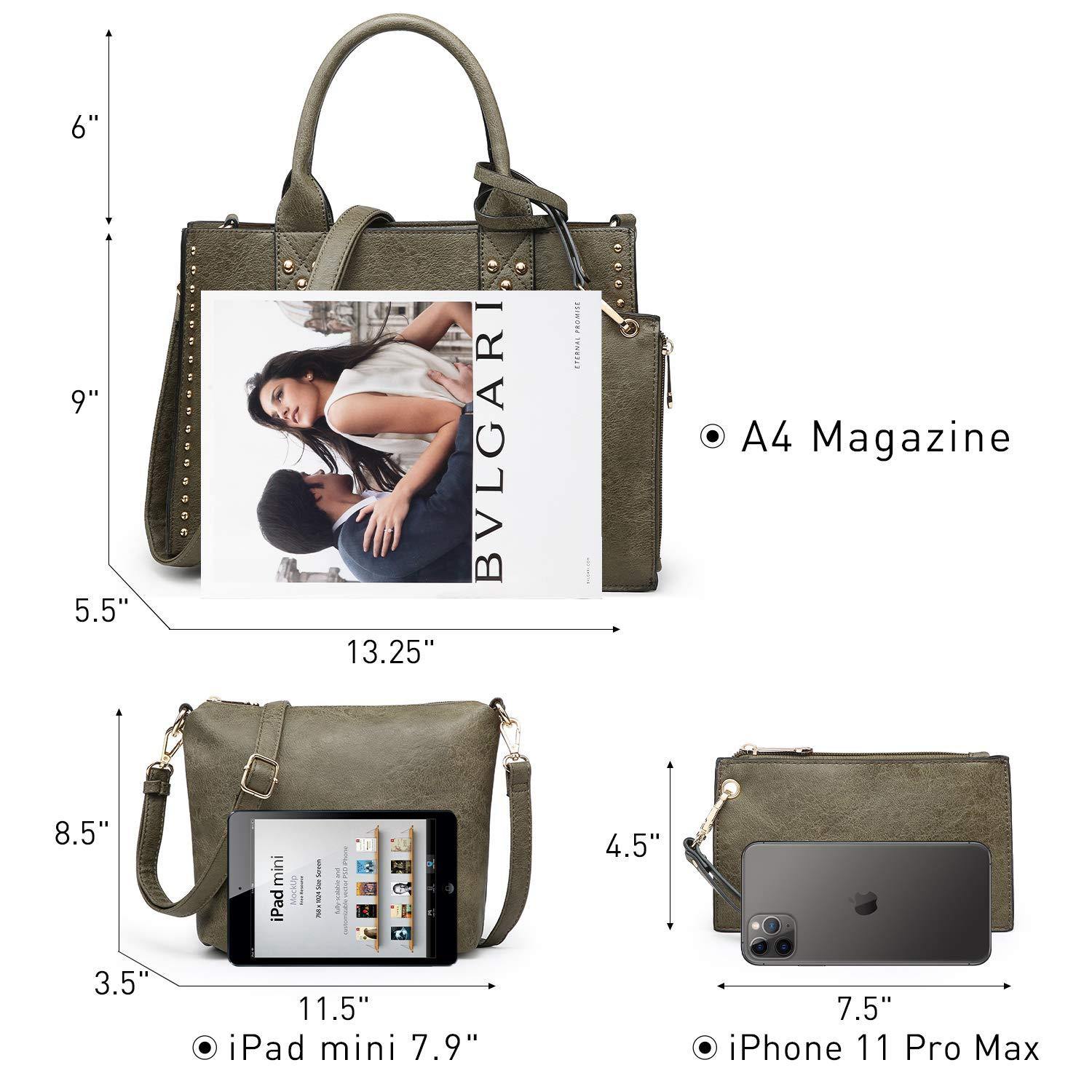 Studded 3-in-1 Top Handle Tote Handbag l Dasein - Dasein Bags