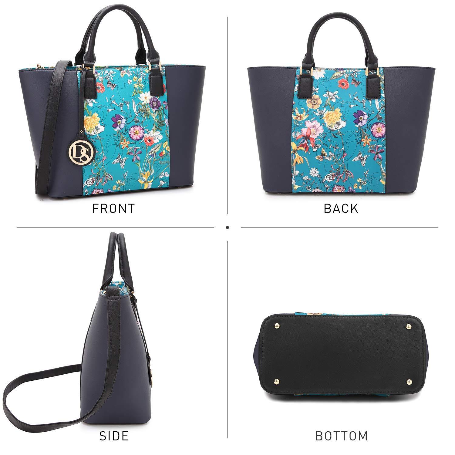 Fashion Stitching Color Large Tote Bag with Matching Wallet l Dasein - Dasein Bags