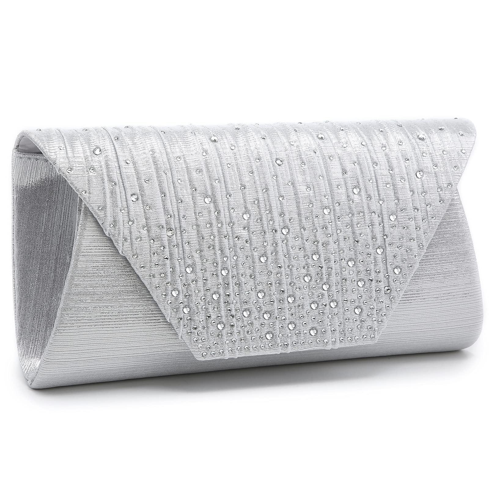 Women Glitter Rhinestone Wedding Evening Purse Envelope Clutch Dasein - Dasein Bags