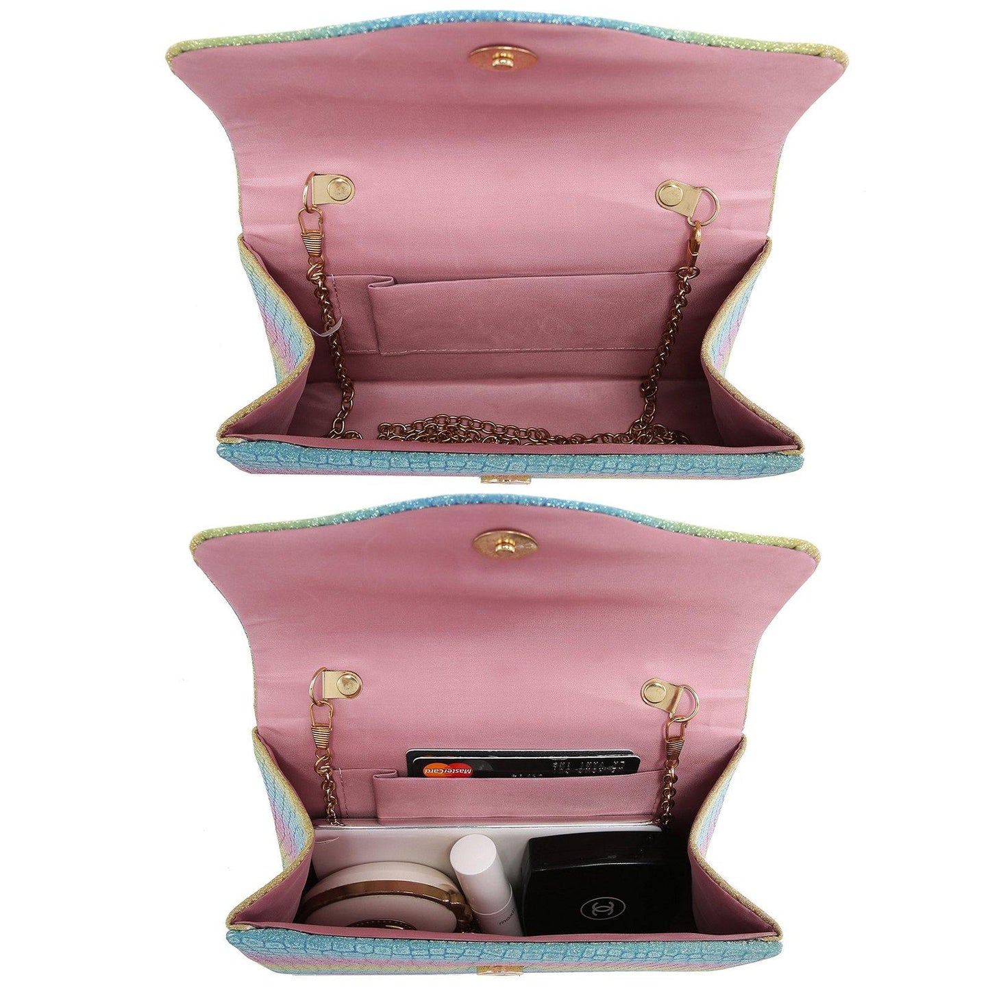 Chain Clutch Purse Glittering Evening Bag Party Cocktail Prom Handbags for Women - Dasein Bags