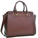 Dasein Faux Saffiano Leather Winged Satchel with Shoulder Strap