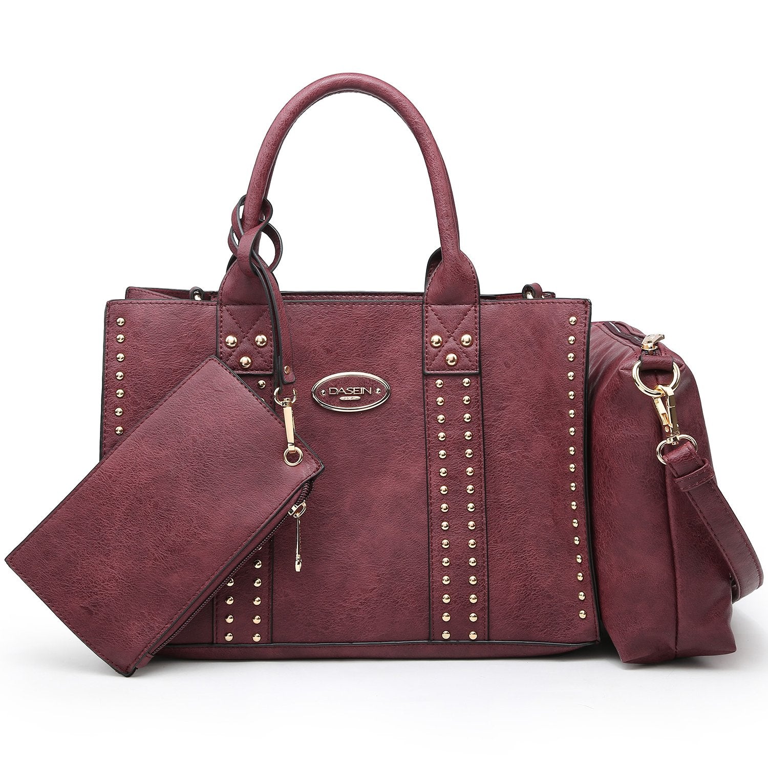 Studded 3-in-1 Top Handle Handbag-Handbags & Purses-Dasein Bags