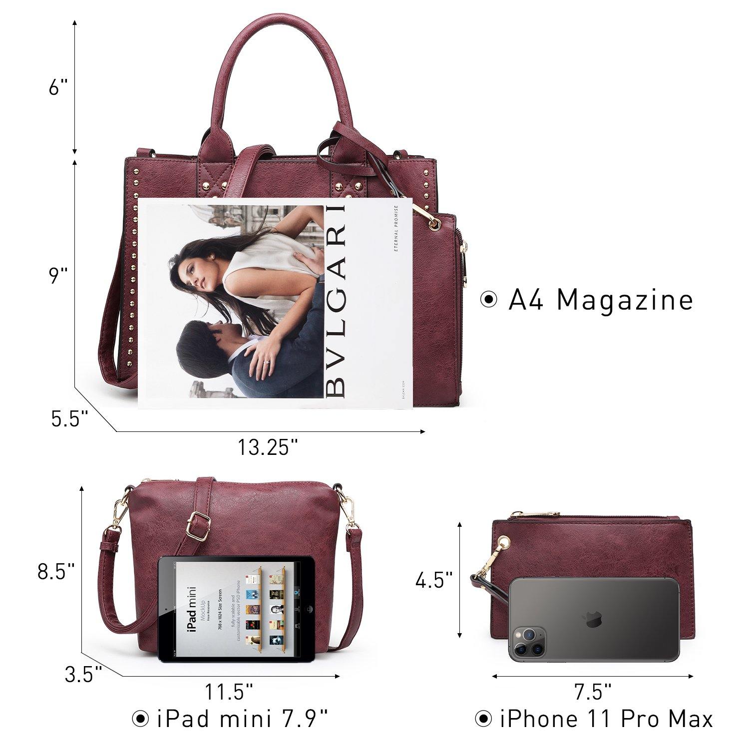 Studded 3-in-1 Top Handle Tote Handbag l Dasein - Dasein Bags