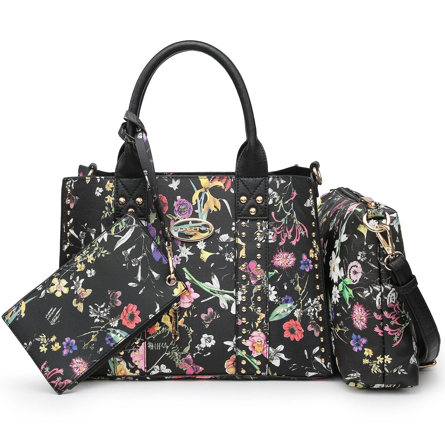 Studded 3-in-1 Top Handle Handbag-Handbags & Purses-Dasein Bags