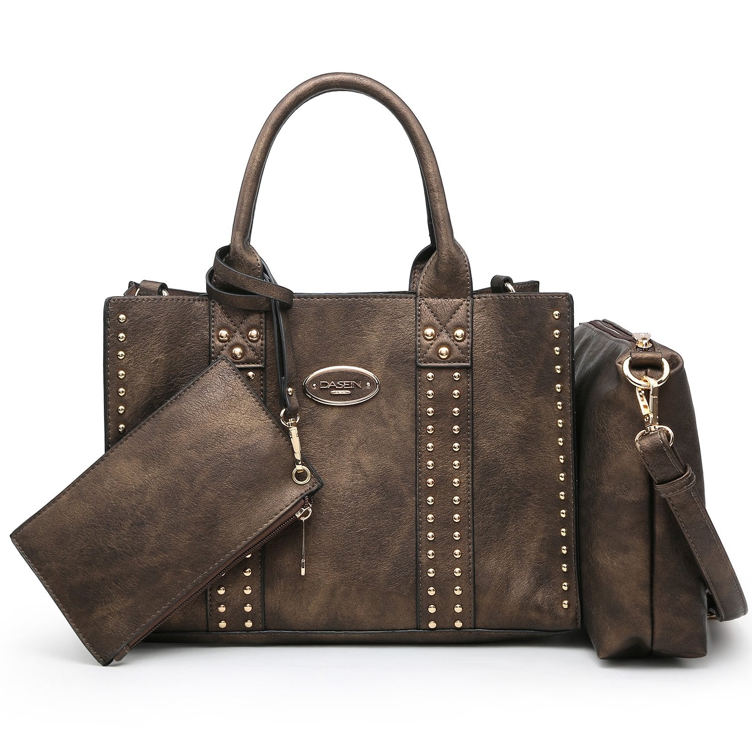 Studded 3-in-1 Top Handle Handbag-Handbags & Purses-Dasein Bags