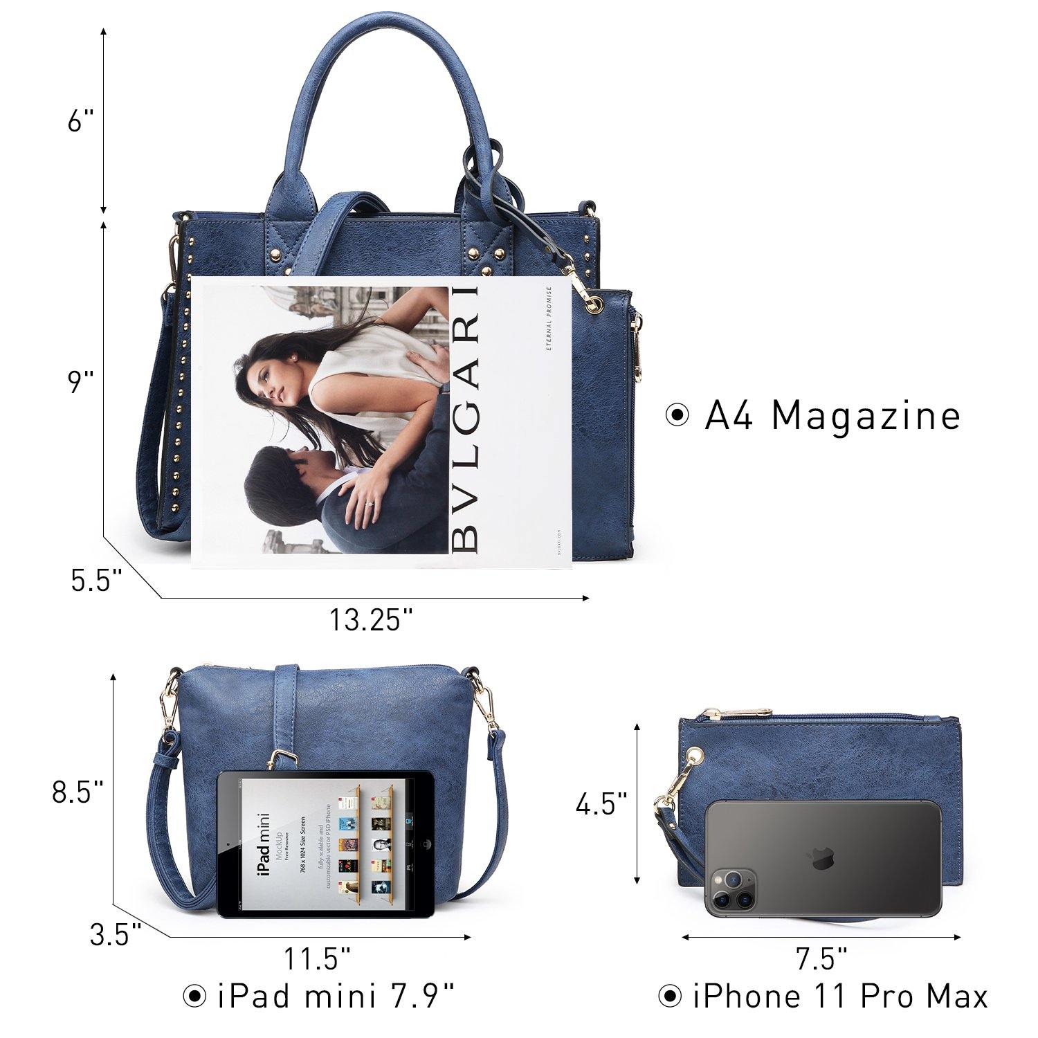 Studded 3-in-1 Top Handle Tote Handbag l Dasein - Dasein Bags