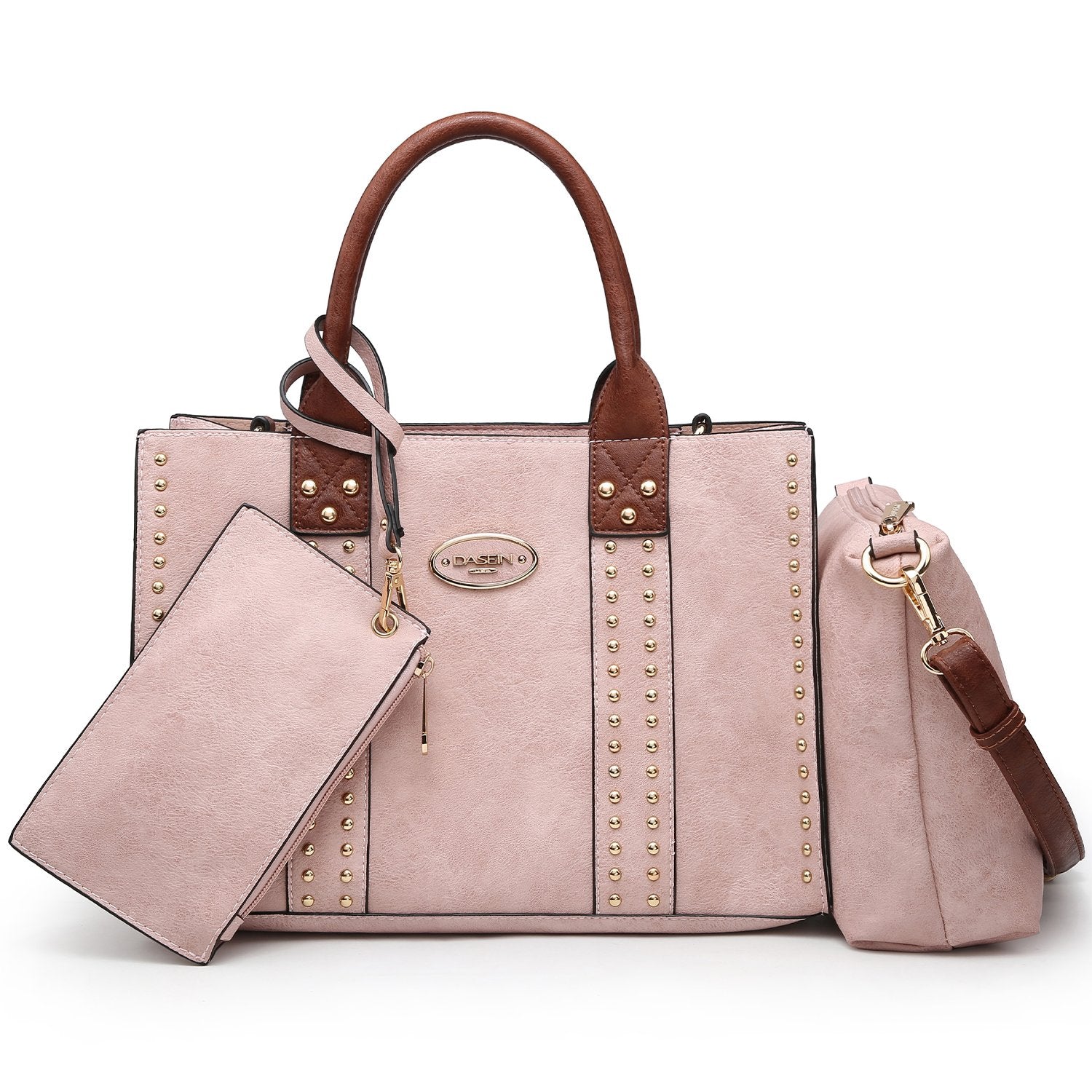 Studded 3-in-1 Top Handle Handbag-Handbags & Purses-Dasein Bags