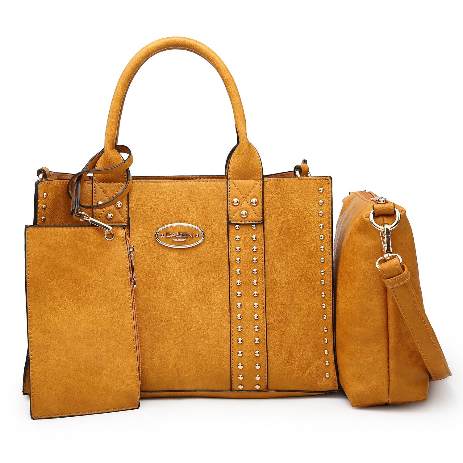 Studded 3-in-1 Top Handle Handbag-Handbags & Purses-Dasein Bags