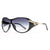 Glam Shield Fashion Sunglasses w/ Gold Temple Accent - Black - Dasein Bags