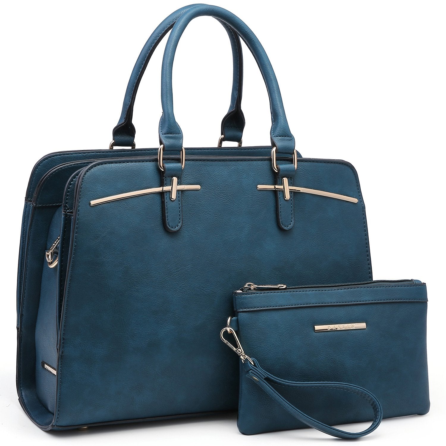 Gold-Tone Hardware Handbag with Matching Wallet-Handbags & Purses-Dasein Bags