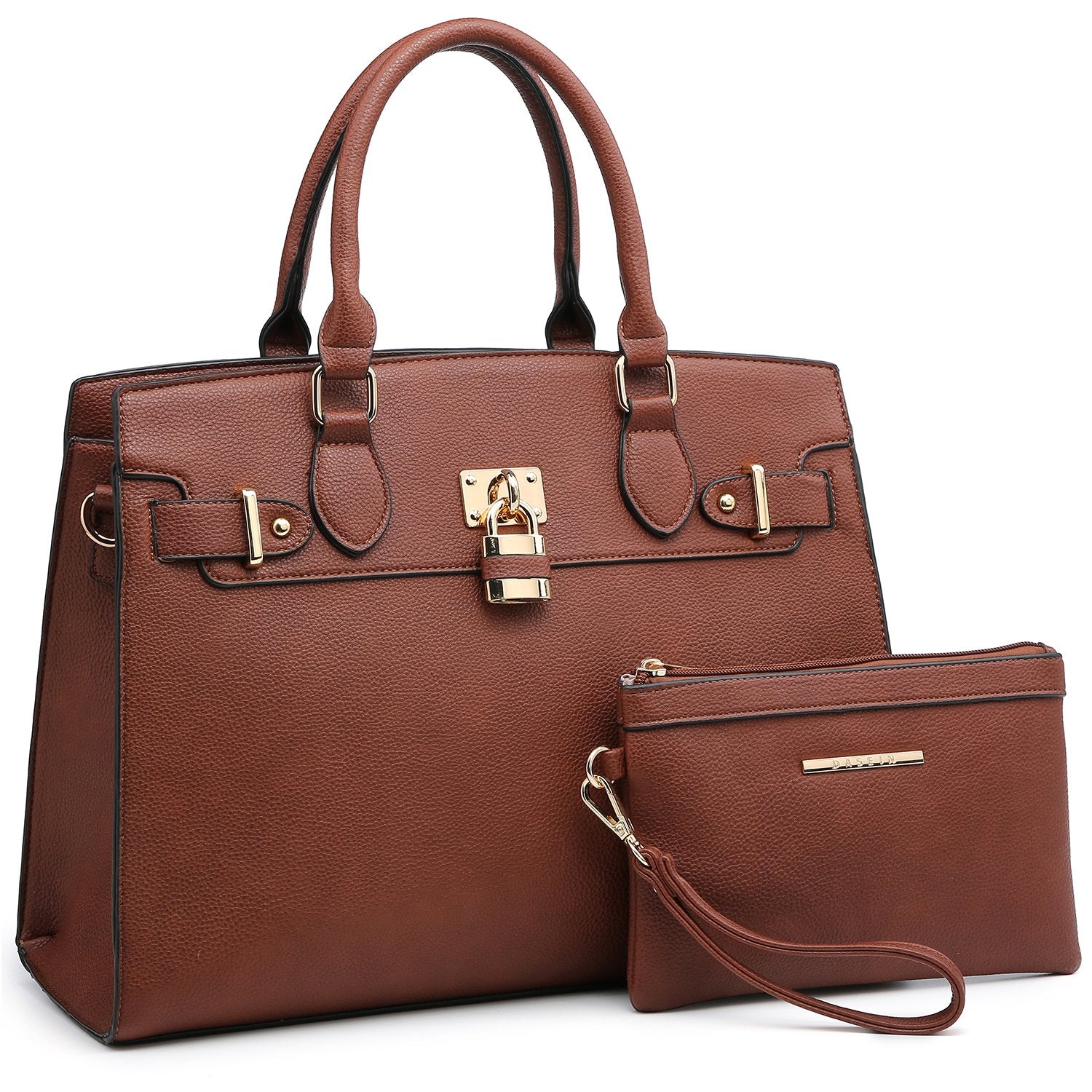 Classic Padlock Handbag with Matching Wallet-Handbags & Purses-Dasein Bags