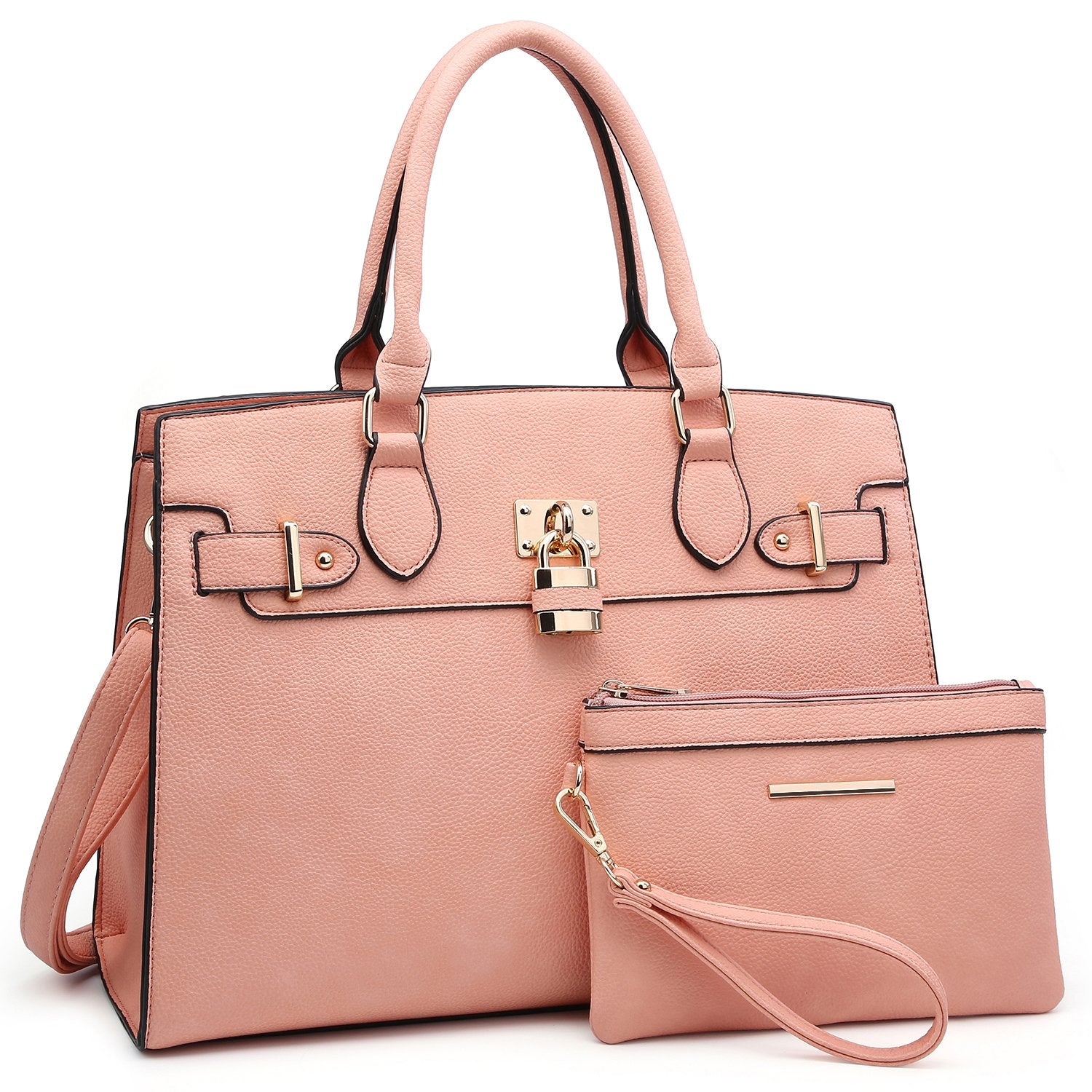Classic Padlock Handbag with Matching Wallet-Handbags & Purses-Dasein Bags