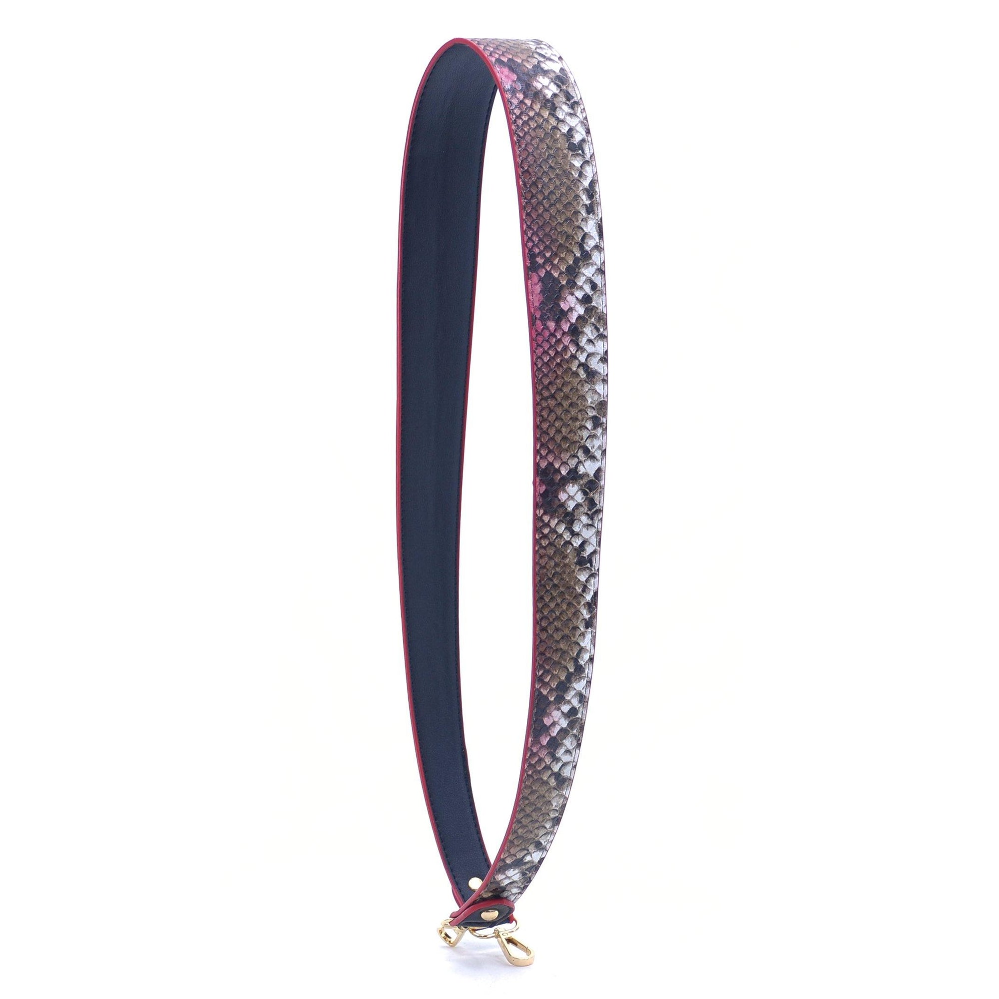 Accessory - Snake Skin/ Solid Black reversible replacement Fashion Shoulder Strap - Dasein Bags