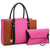 Padlock Two-Tone Satchel with Matching Wristlet-Handbags & Purses-Dasein Bags