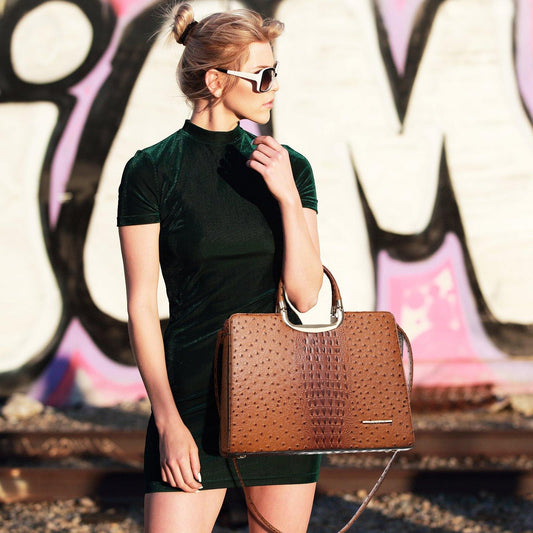 Embossed Pattern Top Handle Handbag with Matching Wallet - Dasein Bags