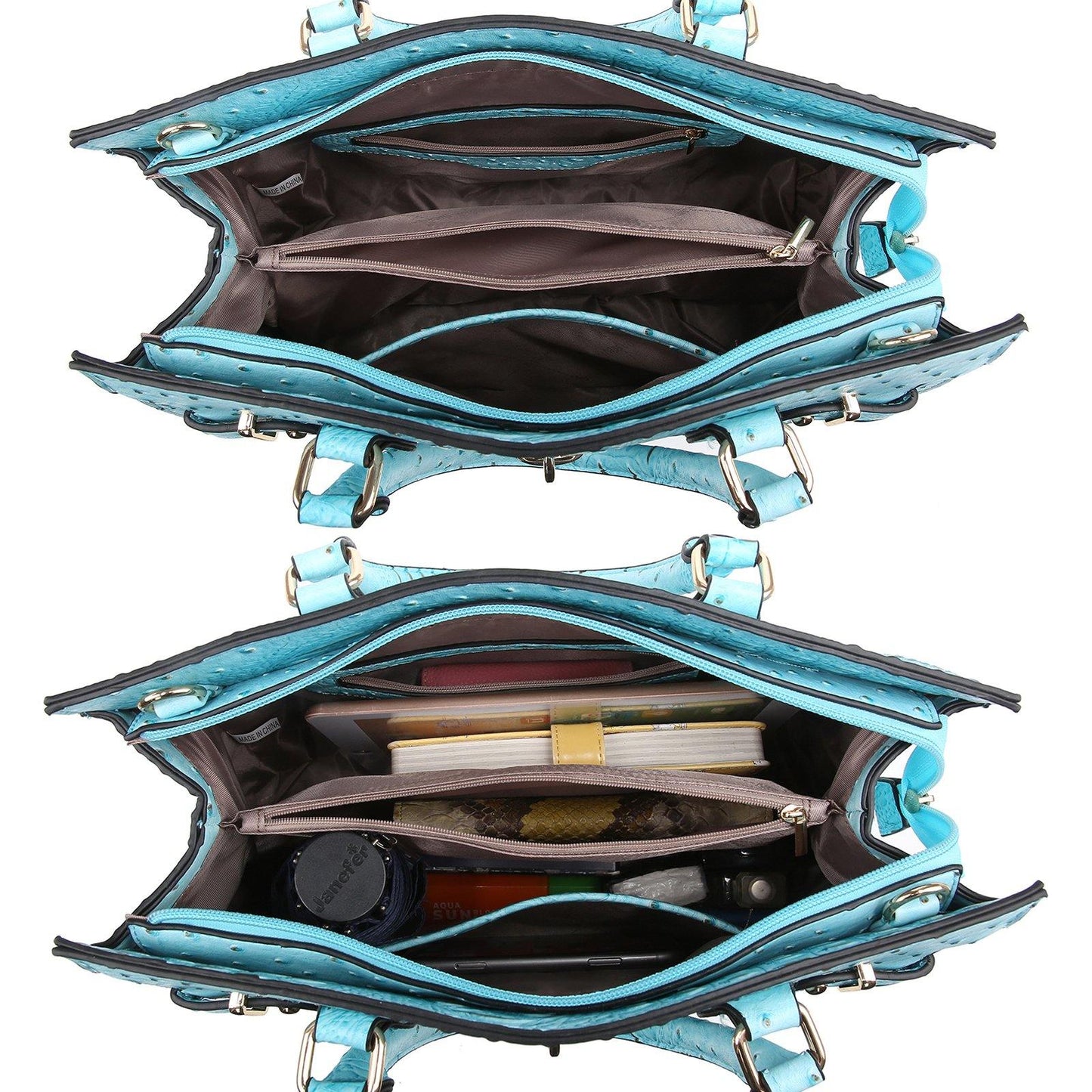 Fashion Emblem Women Handbag and Purses Top Handle Tote Work Bag with Matching Clutch - Dasein Bags