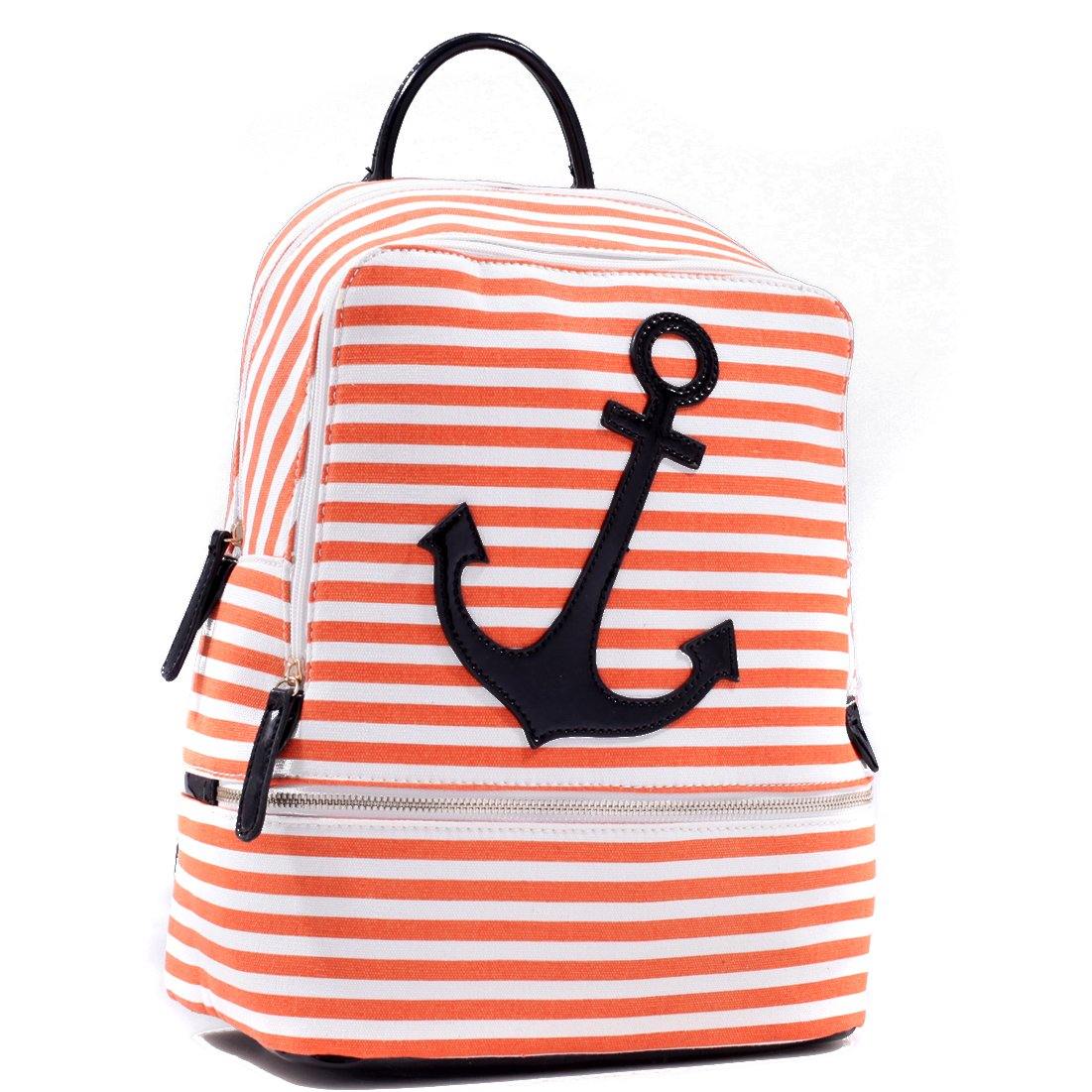Anchor Canvas Striped Backpack with Adjustable Shoulder Straps - Dasein Bags