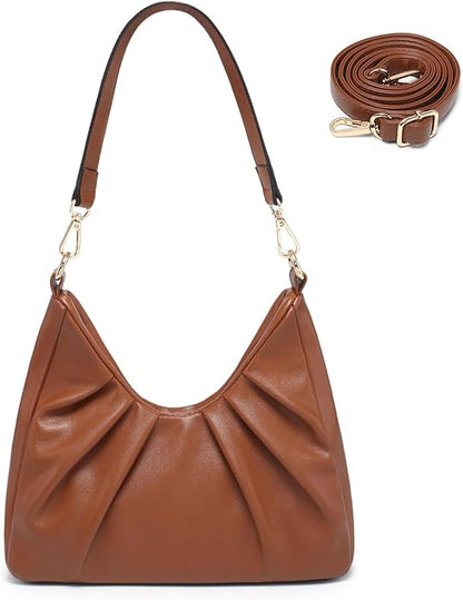 Dasein Ruched Hobo Handbag for Women Retro Shoulder Purse Crossbody Bag with 2 Removable Straps