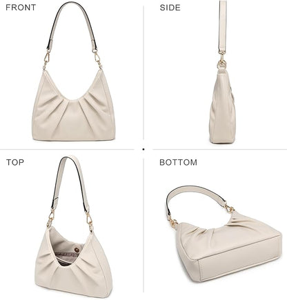 Dasein Ruched Hobo Handbag for Women Retro Shoulder Purse Crossbody Bag with 2 Removable Straps