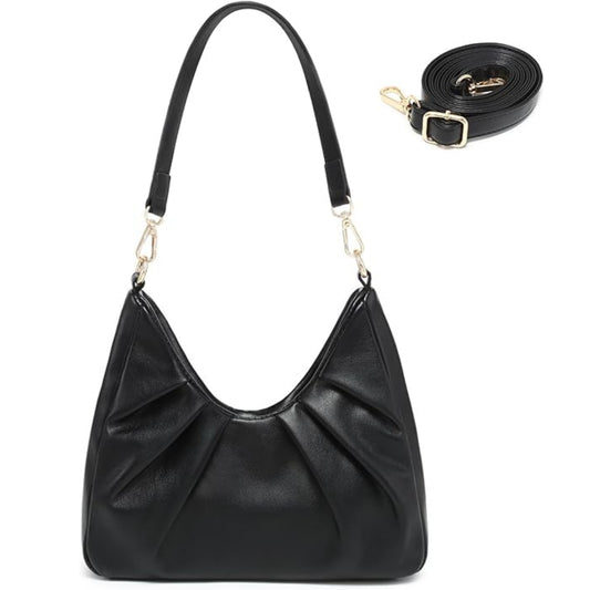 Dasein Ruched Hobo Handbag for Women Retro Shoulder Purse Crossbody Bag with 2 Removable Straps