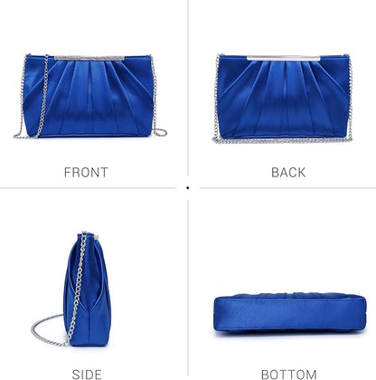Dasein Elegant Pleated Evening Clutch Bags for Wedding Party Prom with Sparkly Rhinestones