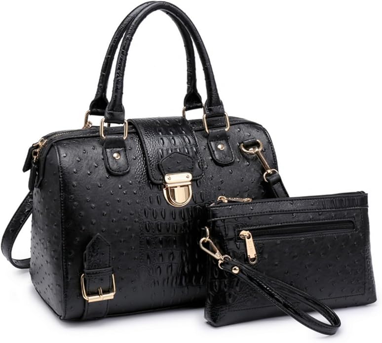 Dasein Women Barrel Handbags Fashion Satchel Bags Top Handle Shoulder Purses Vegan Leather Work Tote