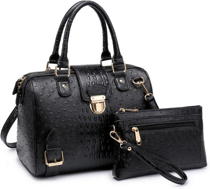 Dasein Women Barrel Handbags Fashion Satchel Bags Top Handle Shoulder Purses Vegan Leather Work Tote