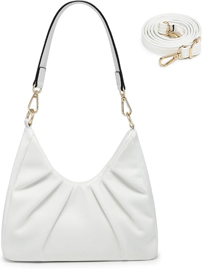 Dasein Ruched Hobo Handbag for Women Retro Shoulder Purse Crossbody Bag with 2 Removable Straps