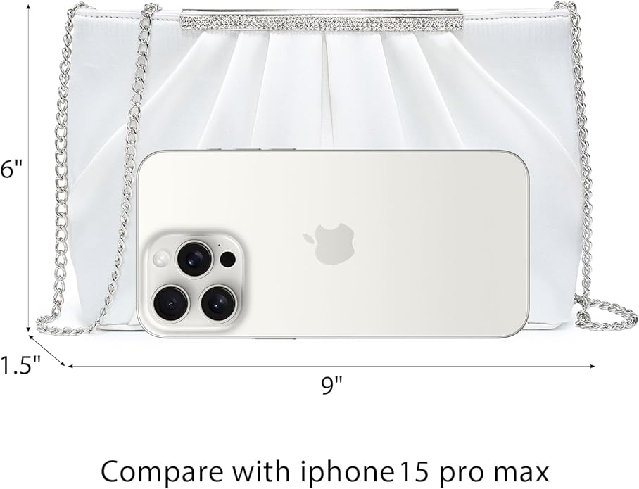 Dasein Elegant Pleated Evening Clutch Bags for Wedding Party Prom with Sparkly Rhinestones