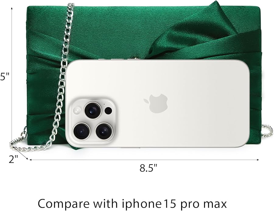 Women Elegant Satin Bow Flap Evening Bag Rhinestone Clutch Purse Handbag Formal/Wedding/Prom/Party