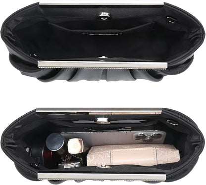 Dasein Elegant Pleated Evening Clutch Bags for Wedding Party Prom with Sparkly Rhinestones