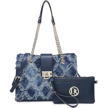 Tote Hobo Bag Shoulder Purse Top Handle Satchel Bag with Matching Clutch