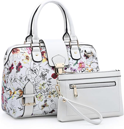 Dasein Women Barrel Handbags Fashion Satchel Bags Top Handle Shoulder Purses Vegan Leather Work Tote