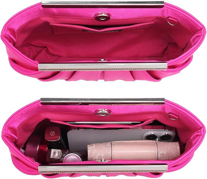 Dasein Elegant Pleated Evening Clutch Bags for Wedding Party Prom with Sparkly Rhinestones