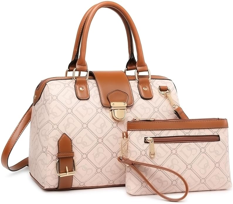 Dasein Women Barrel Handbags Fashion Satchel Bags Top Handle Shoulder Purses Vegan Leather Work Tote