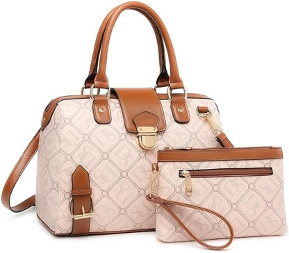 Dasein Women Barrel Handbags Fashion Satchel Bags Top Handle Shoulder Purses Vegan Leather Work Tote